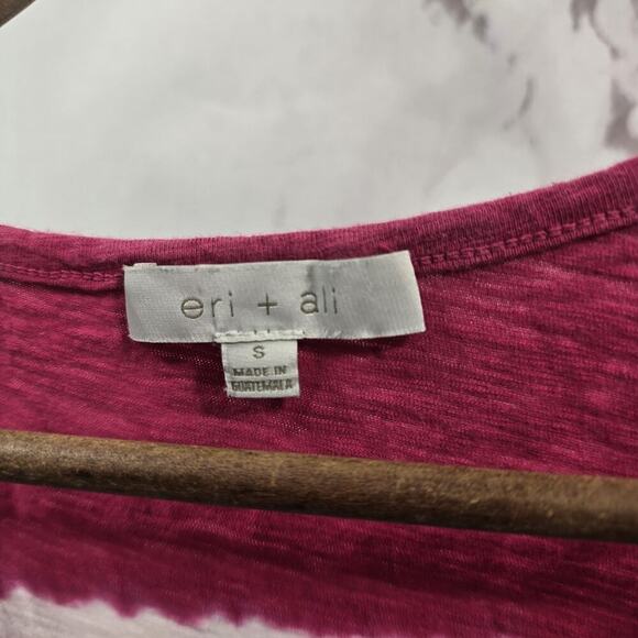 Anthropologie Top Womens Small Pink White Tank Tie Dye Stripe V Cotton Eri Ali - Picture 3 of 8